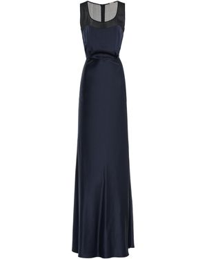 Adam Lippes Fringed Silk-charmeuse Maxi Dress - Blue