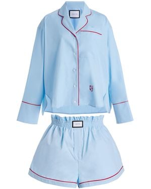 YAITTE Exclusive Provence Cotton Poplin Pyjama Set - Blue