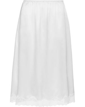 Magda Butrym Lace-Trimmed Silk Knee-Length Skirt - White
