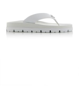 Prada Leather Flip-Flop Sandals - White