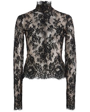 Franchise Paulina High Collar Lace Top - Black