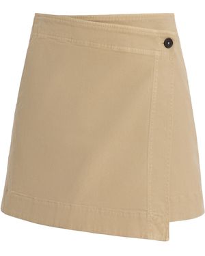 Closed Wrap-Effect Mini Skirt - Natural