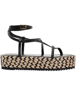 Johanna Ortiz Barbor Leather Platform Sandals - Black