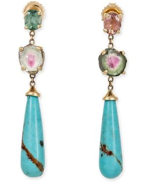 Jacquie Aiche 14K Small Assorted Tourmaline + Droplet Stud Earrings - Blue
