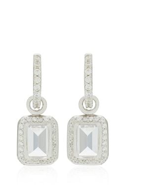 Anabela Chan Emerald Pendant 9K Rhodium Vermeil Diamond Earrings - White