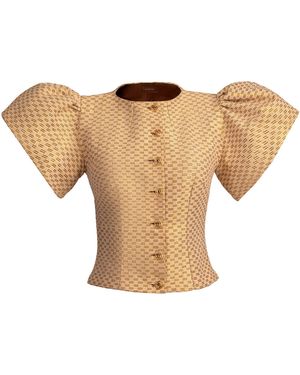 Kilentar Ona Hand-Woven Puff-Sleeve Cotton Top - White