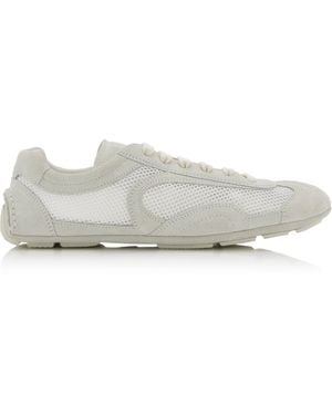 Prada Montecarlo Re-Edition 2005 Suede-Trimmed Mesh Trainers - White