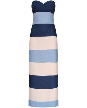 ANDRES OTALORA Sono Veri Striped Linen Maxi Dress - Blue