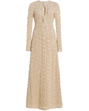 Alexis Niccola Beaded Cotton Macrame Maxi Dress - Natural