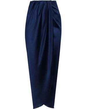 ANDRES OTALORA Memorias Draped Satin Midi Skirt - Blue