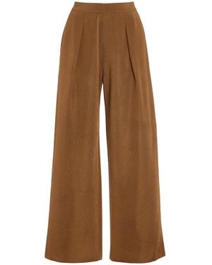 High Sport Gene Pleated Knit Wide-Leg Trousers - Brown