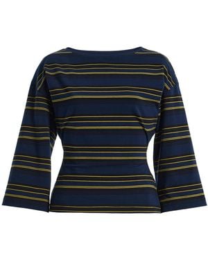 EB DENIM Douglas Striped Stretch-Cotton Top - Blue