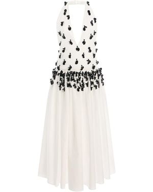 DIOTIMA Exclusive Nuit Embellished Cotton Midi Halter Dress - White