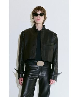 DARKPARK Maxime Cropped Leather Blazer - Black