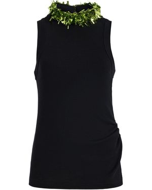 Brandon Maxwell Embellished Cotton Tank Top - Black