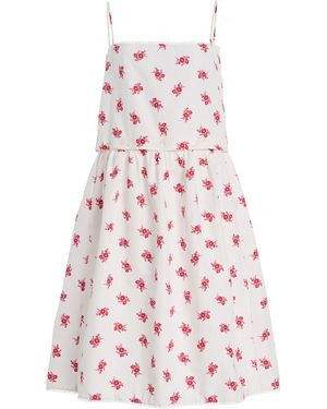 Miu Miu Button-Detailed Floral Cotton-Linen Midi Dress - Red