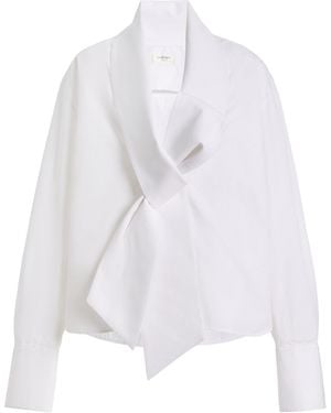 Saint Laurent Lavallière Cotton-Poplin Shirt - White