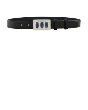 Brandon Maxwell Leather Belt With Cabochon Buckle - Black