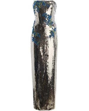 Monique Lhuillier Strapless Sequined Gown - Blue