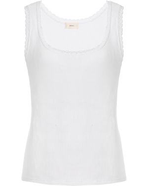 DONNI. The Vintage Ribbed Lace Tank Top - White
