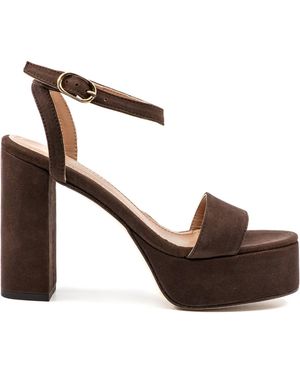 Andrea Gomez Exclusive Becka Suede Platform Sandals - Brown