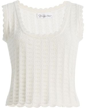 Oscar de la Renta Pointelle-Knit Cotton-Silk Tank Top - White