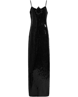 Rodarte Rosette-Detailed Sequined Slip Gown - Black