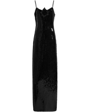 Rodarte Rosette-Detailed Sequined Slip Gown - Black