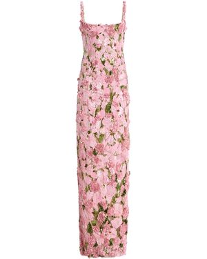 Oscar de la Renta Bead-Embroidered Iris Gown - White