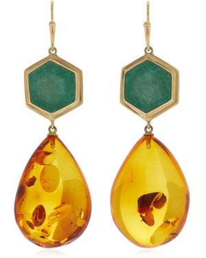 Annette Ferdinandsen Hive 18K Emerald And Amber Earrings - Yellow