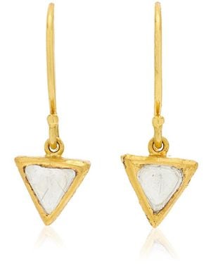 Amrapali 18k Yellow Gold Kundan Diamond Triangle Drop Earrings - Metallic