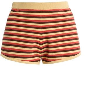 Posse Lexi Striped Knit Shorts - Orange