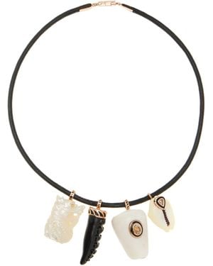 Dezso by Sara Beltran 18K Rose Creature And Shell Leather Cord Necklace - Metallic
