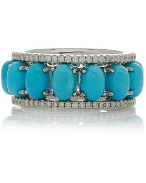 Maison Tjoeng Pacific Moons 18k Yellow Gold Turquoise Ring - Blue