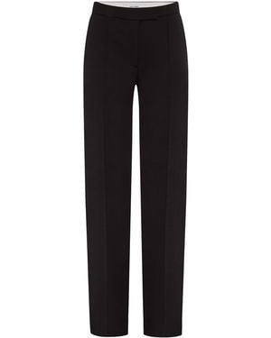 Alex Perry Pleated Wool Straight-Leg Trousers - Black