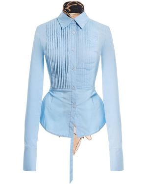 LAQUAN SMITH Open-Back Tuxedo Shirt - Blue