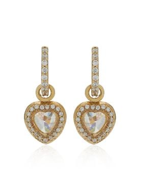 Anabela Chan Heart 9K And Rhodium Vermeil Diamond Hoop Earrings - Metallic