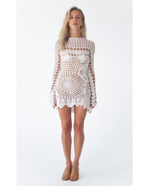 KETTEL ATELIER Clara Crochet Mini Dress - White