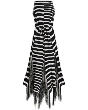 Proenza Schouler Yves Striped Fringed Cotton Knit Maxi Dress - White