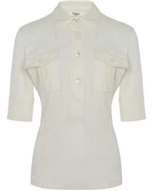 Chloé Pocket-Detailed Organic Cotton Top - White