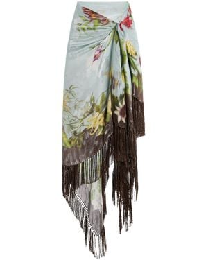 Oscar de la Renta Fringed Metallic Midi Skirt - Multicolour