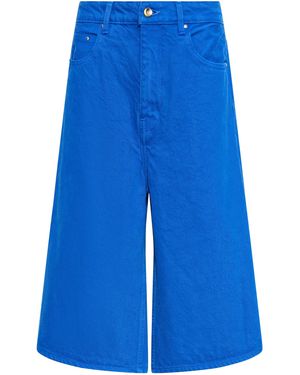 OSSOU Lorin Wide-Leg Denim Bermuda Shorts - Blue