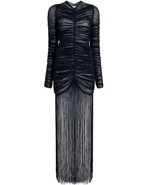 Khaite Guisa Fringed Silk-blend Maxi Dress - Black