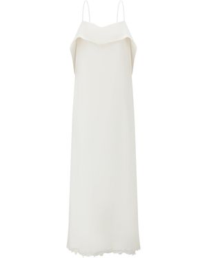 Into The East Heavy Silk Lace Panelled Slip Maxi Dress - White
