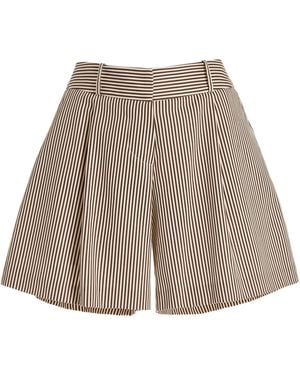 Brandon Maxwell The Essie Pleated Cotton Twill Shorts - Natural