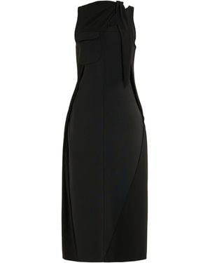 Courreges Knot Tailored Wool Maxi Dress - Black
