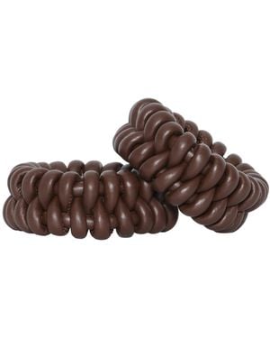 Johanna Ortiz Sculptural Monument Leather Bangle Set - Brown
