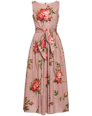 Dolce & Gabbana Bouquet-Print Cotton Midi Dress - Multicolour