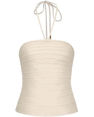 ANDRES OTALORA En Tu Luz Embroidered Linen Top - Natural