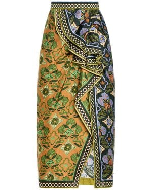 ALÉMAIS Cece Silk-Twill Midi Skirt - Gray